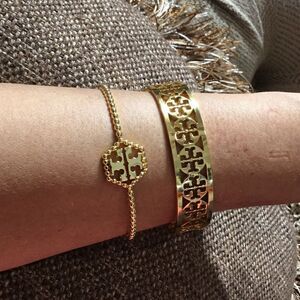 TORY BURCH OPEN BRACELET CUFF 18K GOLD/BRASS
